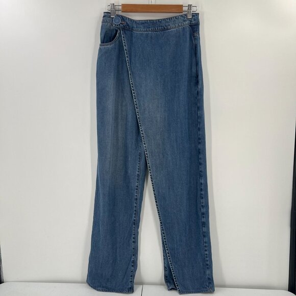 Pink Filosofy Women Size Medium Denim Chambray Wrap Pants - Picture 1 of 11